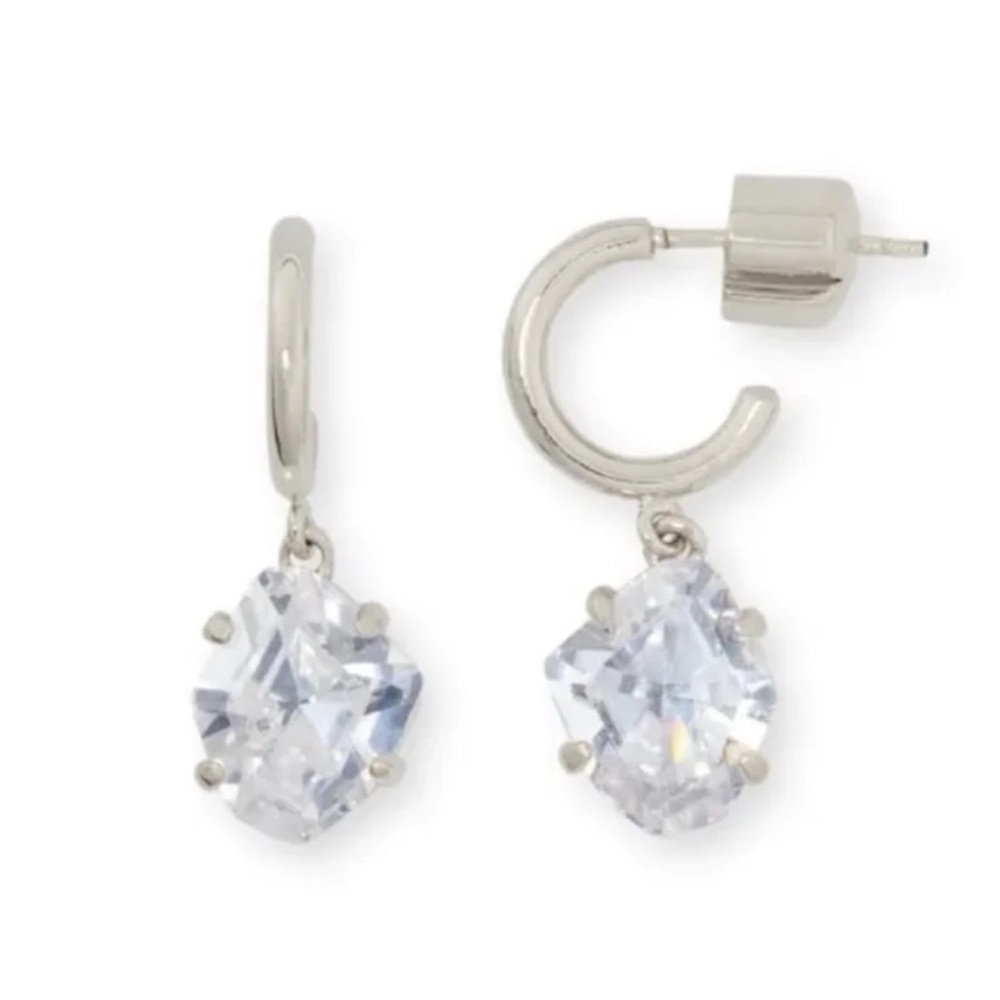 $58  Kate Spade treasure trove huggies earrings silver / clear
